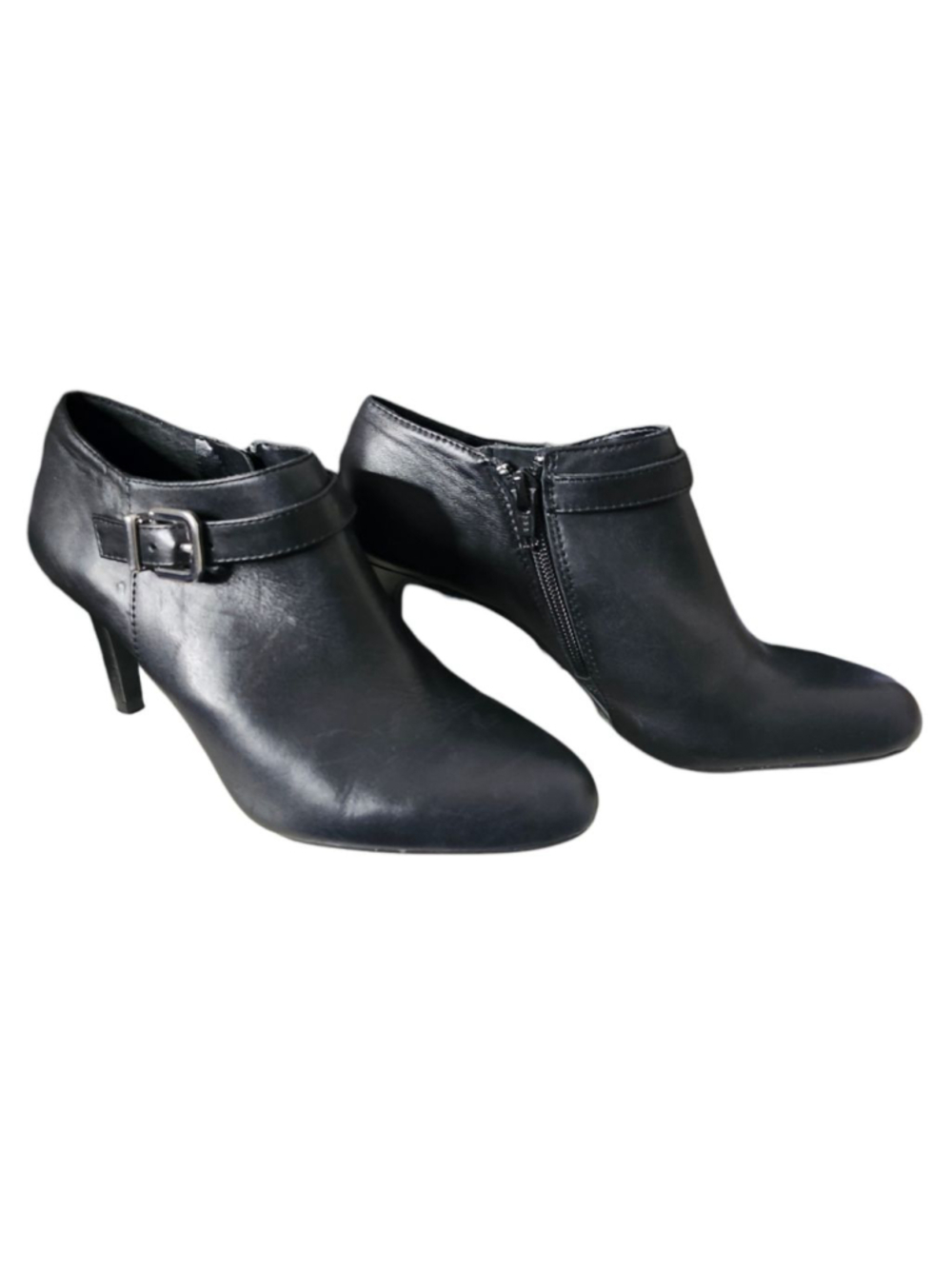 Antonio Melani Genuine Leather Black Ankle Booties Women's 5.5 - Picture 2 of 5